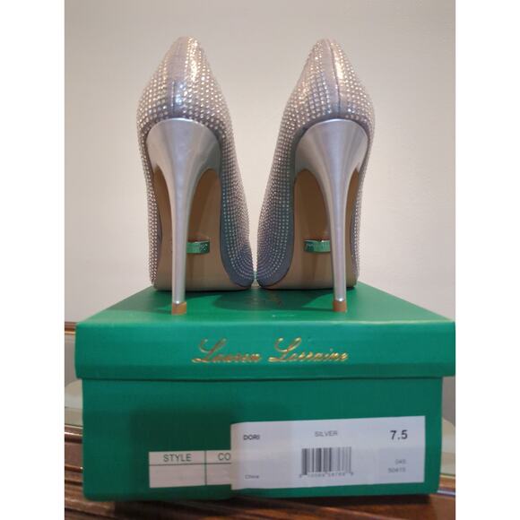 Lauren Lorraine Dori Silver Stiletto Heel Size 7.5 NIB - Picture 5 of 5